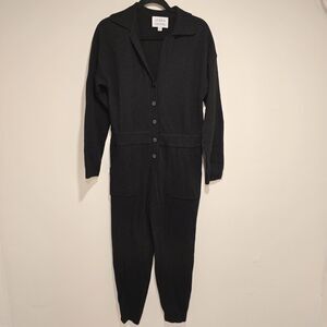 Le Bon Shoppe Elegante Sweater Jumpsuit Super Fine Wool Cashmere Blend Black